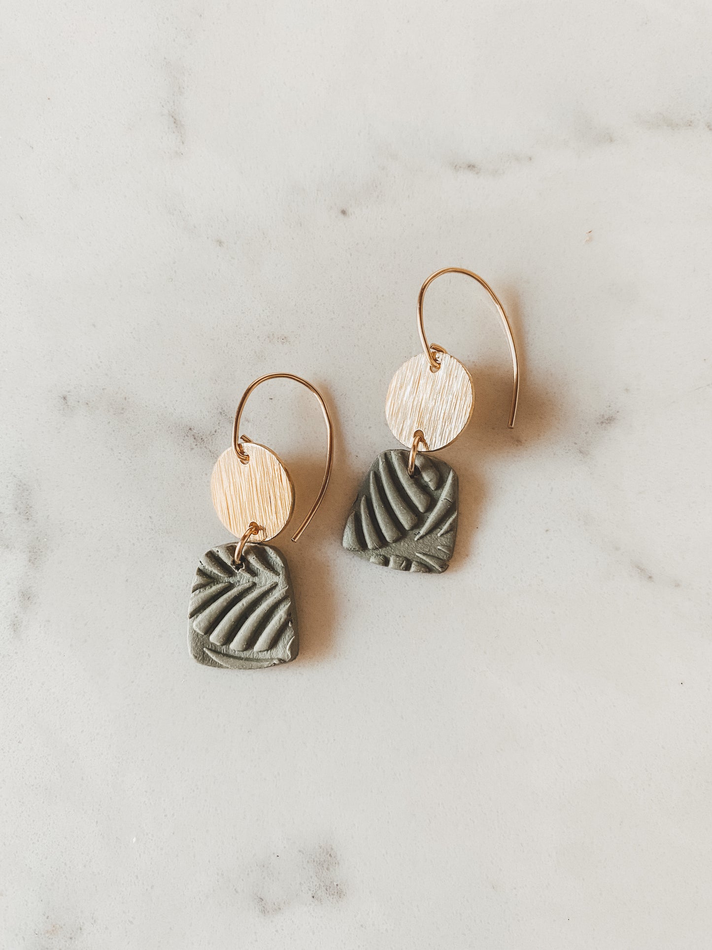 Sage Green Leaf Pattern Earrings
