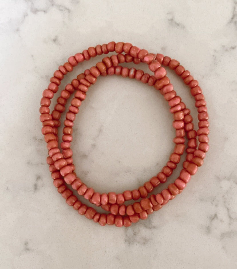 Sunset Pink Seed Bead Bracelet